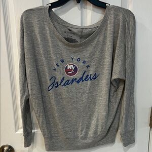 Women's Gray New York Islanders off the shoulder long sleeve t-shirt